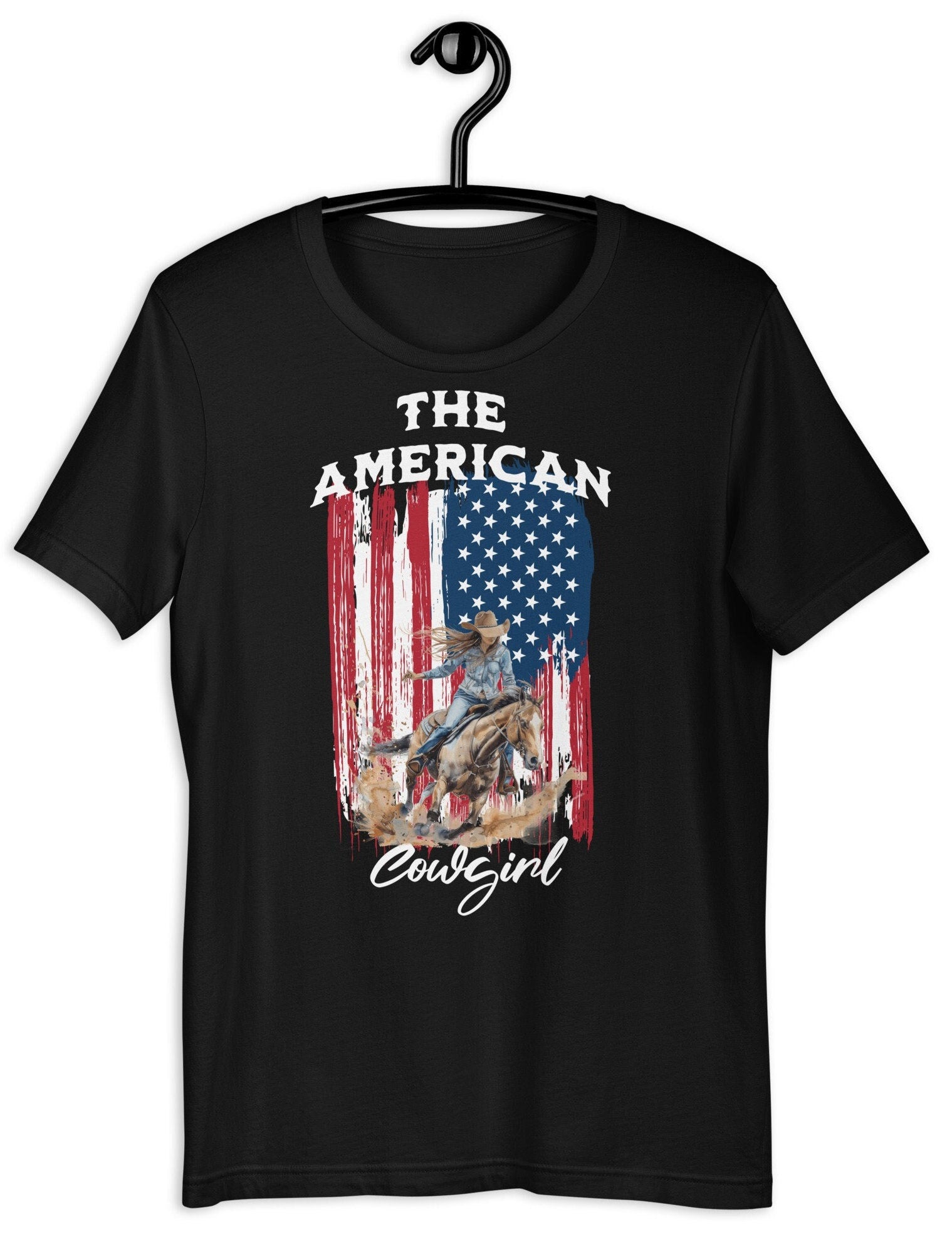 USA Flag Cowgirl  t-shirt, Patriotic Tee, 4th of july, Independence Shirt