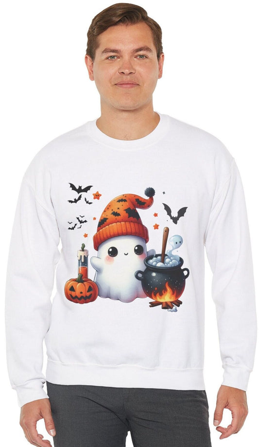 Crewneck Halloween Ghot Sweatshirt, Cute Ghost Shirt, Women Halloween Shirt, Cute Fall Shirt, Spooky Season Shirt, Gift For Halloween