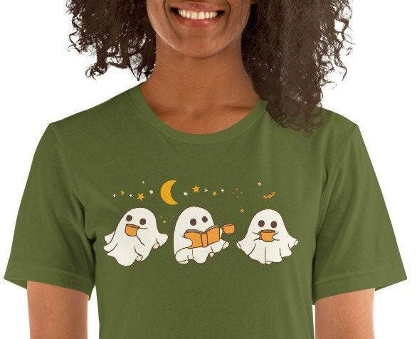 Ghost Coffee Shirt, Halloween ghost shirt, Spooky Season Tshirt, Cute Ghost Shirt, Coffee Lover Little Ghost Tee, Ghost Coffee Shirt