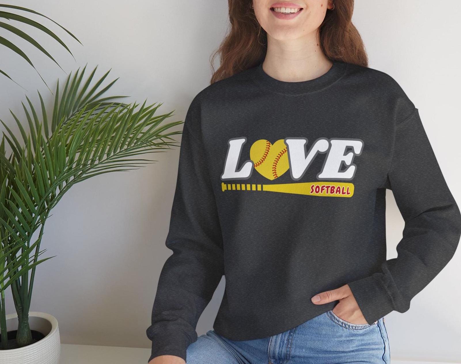 Love Softball Crewneck Sweatshirt | Perfect Gift for Softball Lovers, Sports Apparel, Cozy Fall Fashion, Game Day Gear, Unisex Sweatshirt