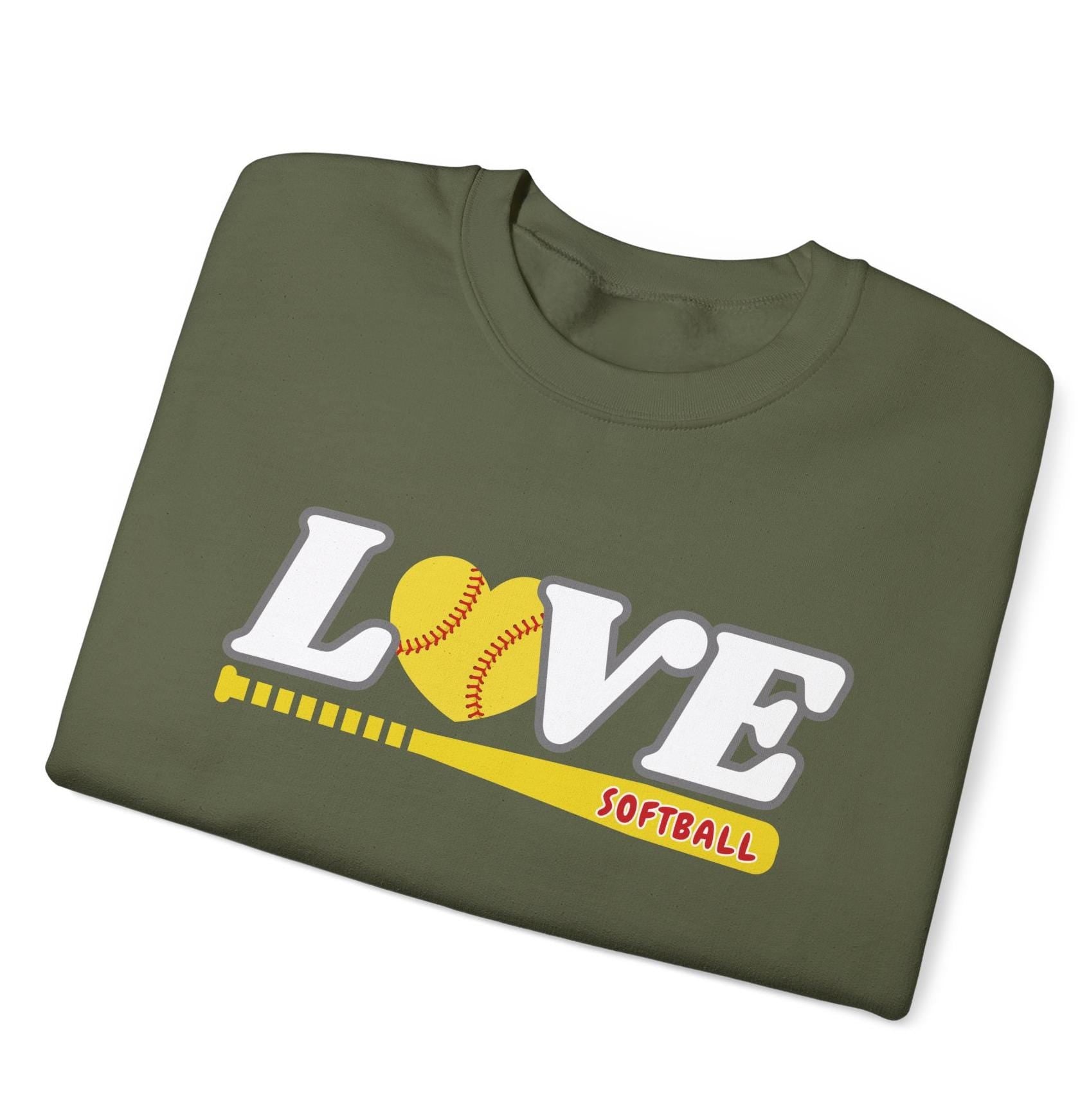 Love Softball Crewneck Sweatshirt | Perfect Gift for Softball Lovers, Sports Apparel, Cozy Fall Fashion, Game Day Gear, Unisex Sweatshirt
