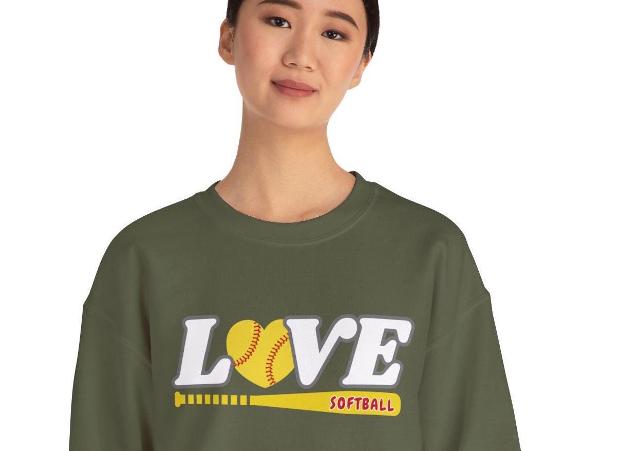 Love Softball Crewneck Sweatshirt | Perfect Gift for Softball Lovers, Sports Apparel, Cozy Fall Fashion, Game Day Gear, Unisex Sweatshirt