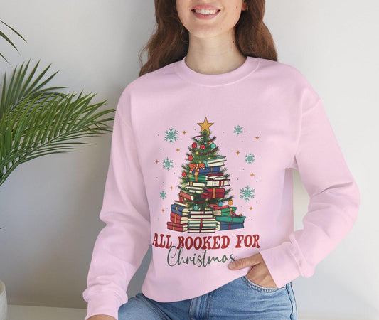 All Booked for Christmas Sweatshirt - Cozy Holiday Apparel for Book Lovers, Christmas Gift, Winter Fashion, Unisex Crewneck