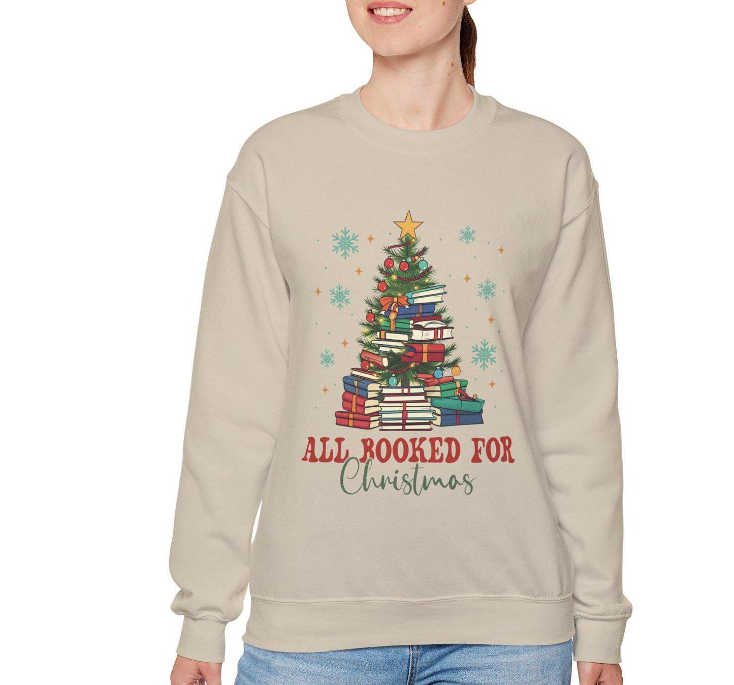 All Booked for Christmas Sweatshirt - Cozy Holiday Apparel for Book Lovers, Christmas Gift, Winter Fashion, Unisex Crewneck