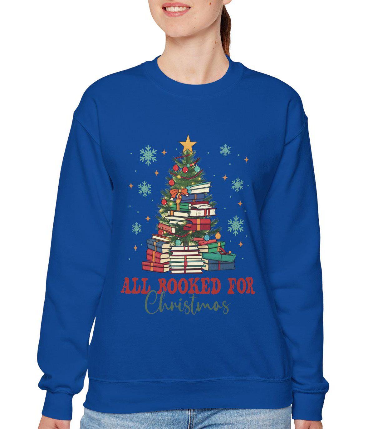 All Booked for Christmas Sweatshirt - Cozy Holiday Apparel for Book Lovers, Christmas Gift, Winter Fashion, Unisex Crewneck