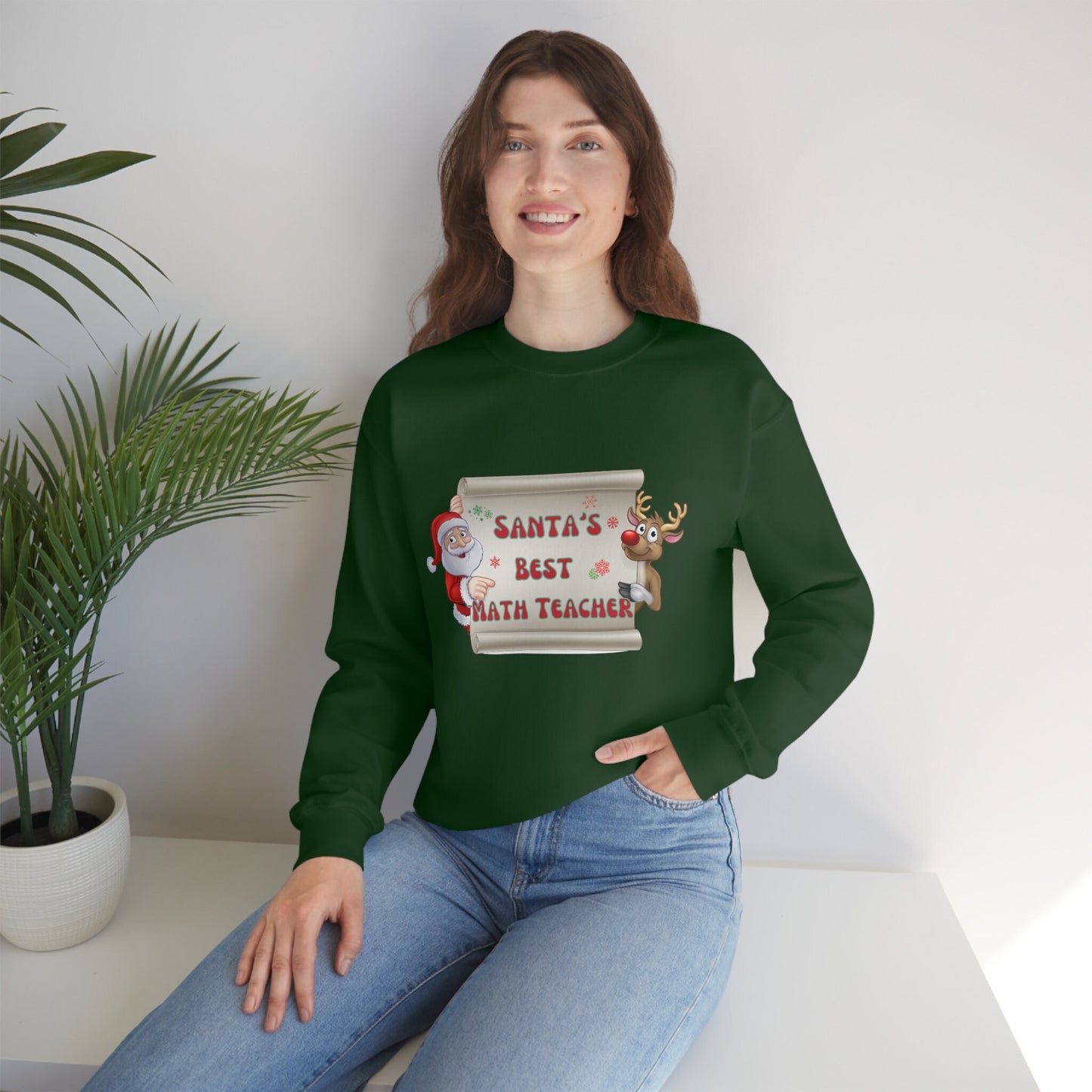 Santa's Best Math Teacher, Math Teacher Gift, Math Teacher Christmas Sweatshirt, Unisex Heavy Blend Crewneck Sweatshirt