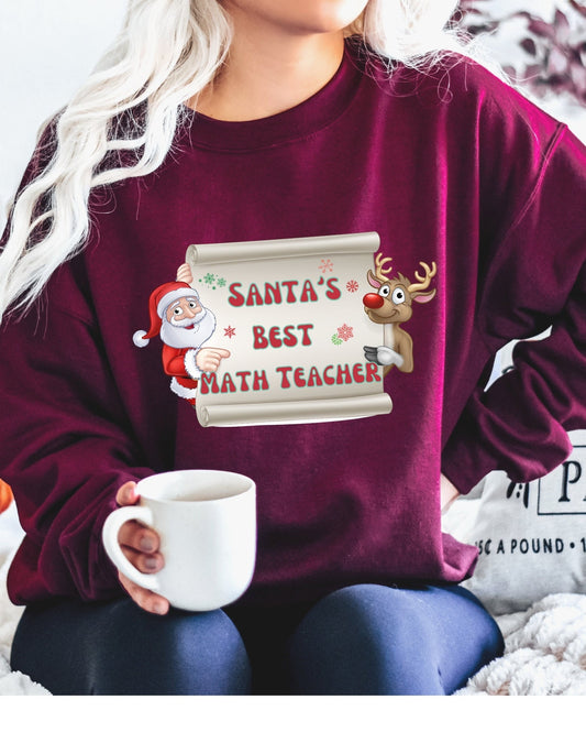 Santa's Best Math Teacher, Math Teacher Gift, Math Teacher Christmas Sweatshirt, Unisex Heavy Blend Crewneck Sweatshirt