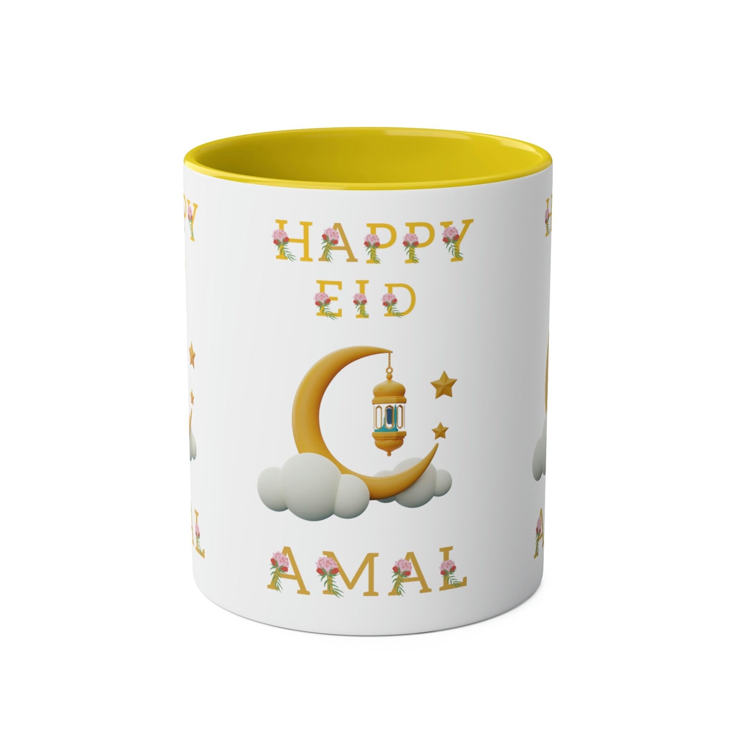 11 Oz Personalized Eid Mubarak Two-Tone Coffee Mugs, 11oz, Custom Eid Gift, Islamic Gift