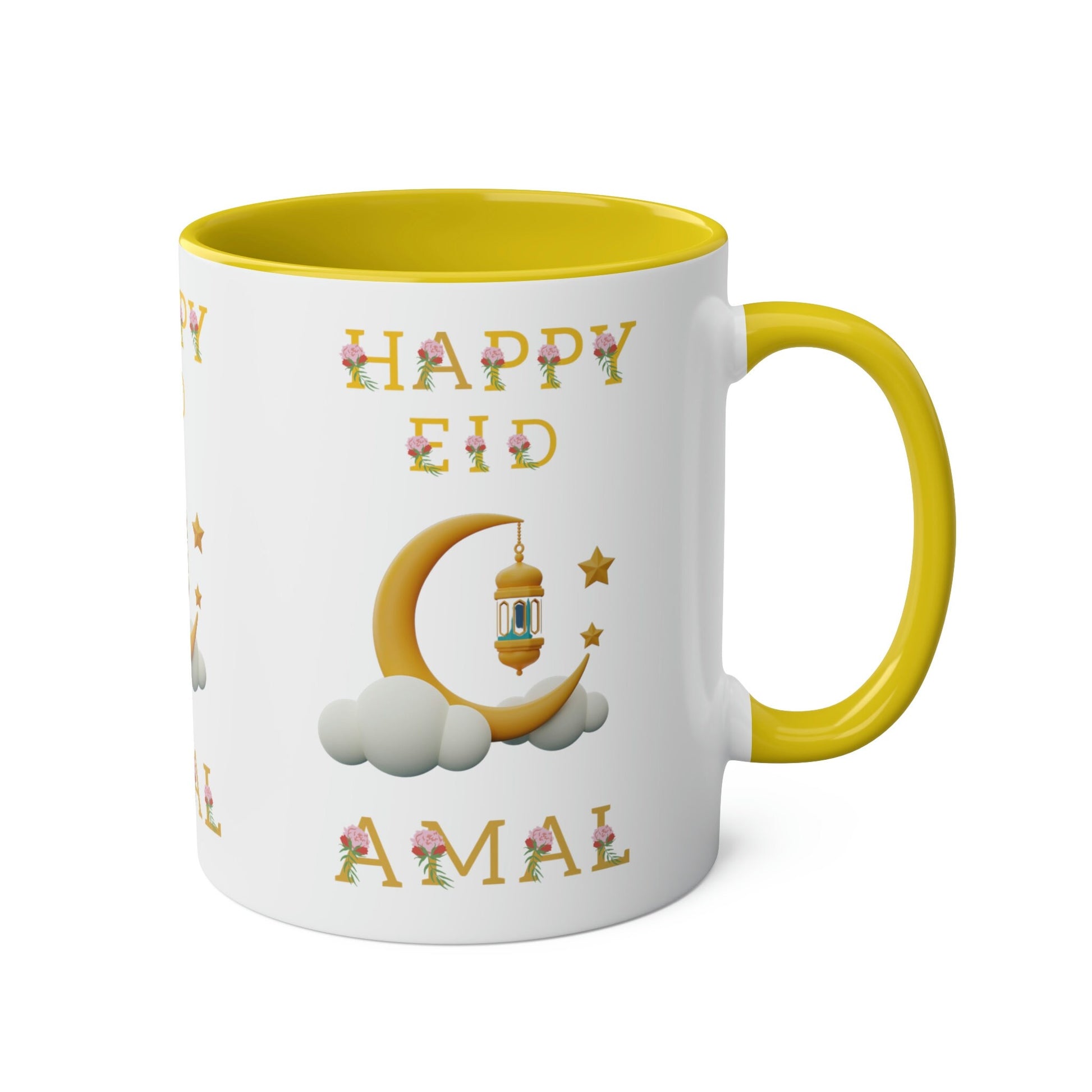 11 Oz Personalized Eid Mubarak Two-Tone Coffee Mugs, 11oz, Custom Eid Gift, Islamic Gift
