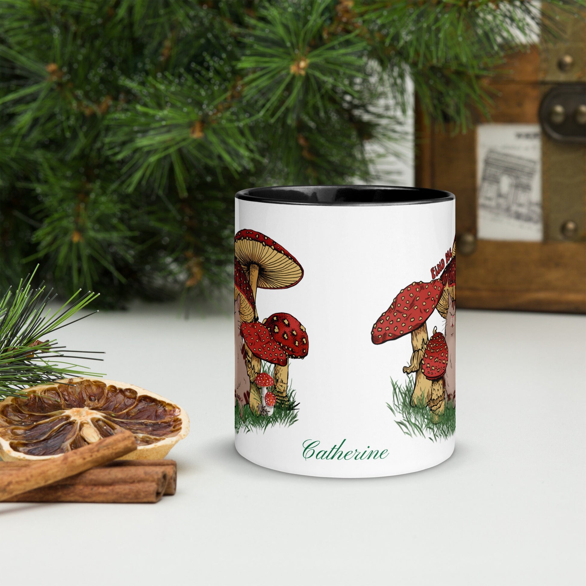 Mushroom Coffee Mug, 11 Oz Cottage Core Mug with Color Inside,