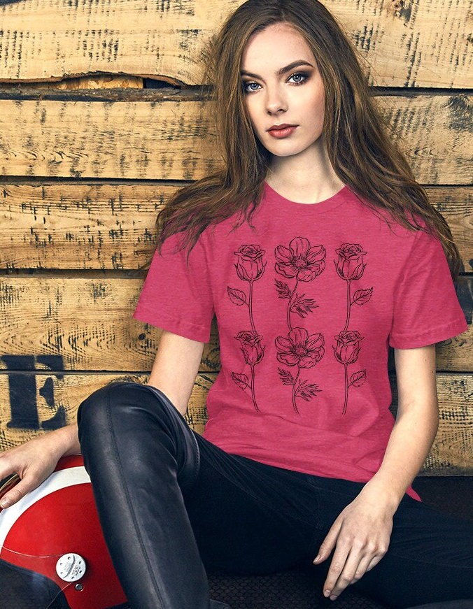 Rose T Shirt, Nature Lover Shirt, Flower TShirt, Rose Lovers Shirt, Rose Flowers Tshirt, Floral T Shirt Girls, Gift For Her