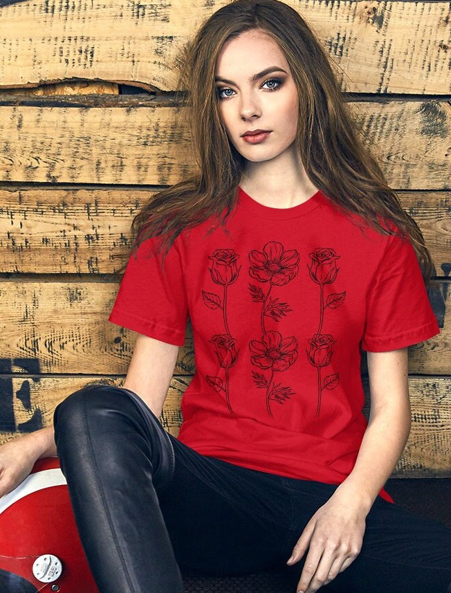Rose T Shirt, Nature Lover Shirt, Flower TShirt, Rose Lovers Shirt, Rose Flowers Tshirt, Floral T Shirt Girls, Gift For Her