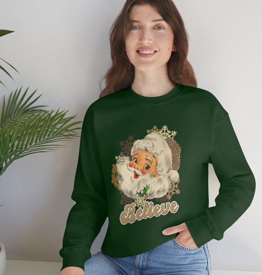 Vintage Santa Claus Sweater, Christmas Sweatshirt, Xmas Holiday Gifts, Winter Tee, Unisex Heavy Blend Crewneck Sweatshirt
