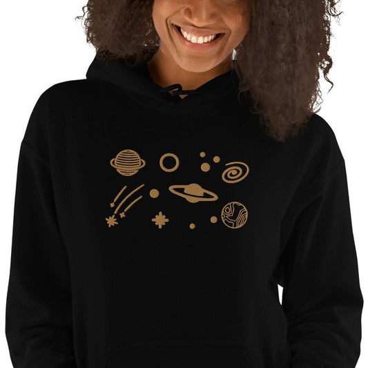 Embroidered Space Sweater, Panets embroidered Sweatshirt, outer space hoodie, Astronaut sweatshirt