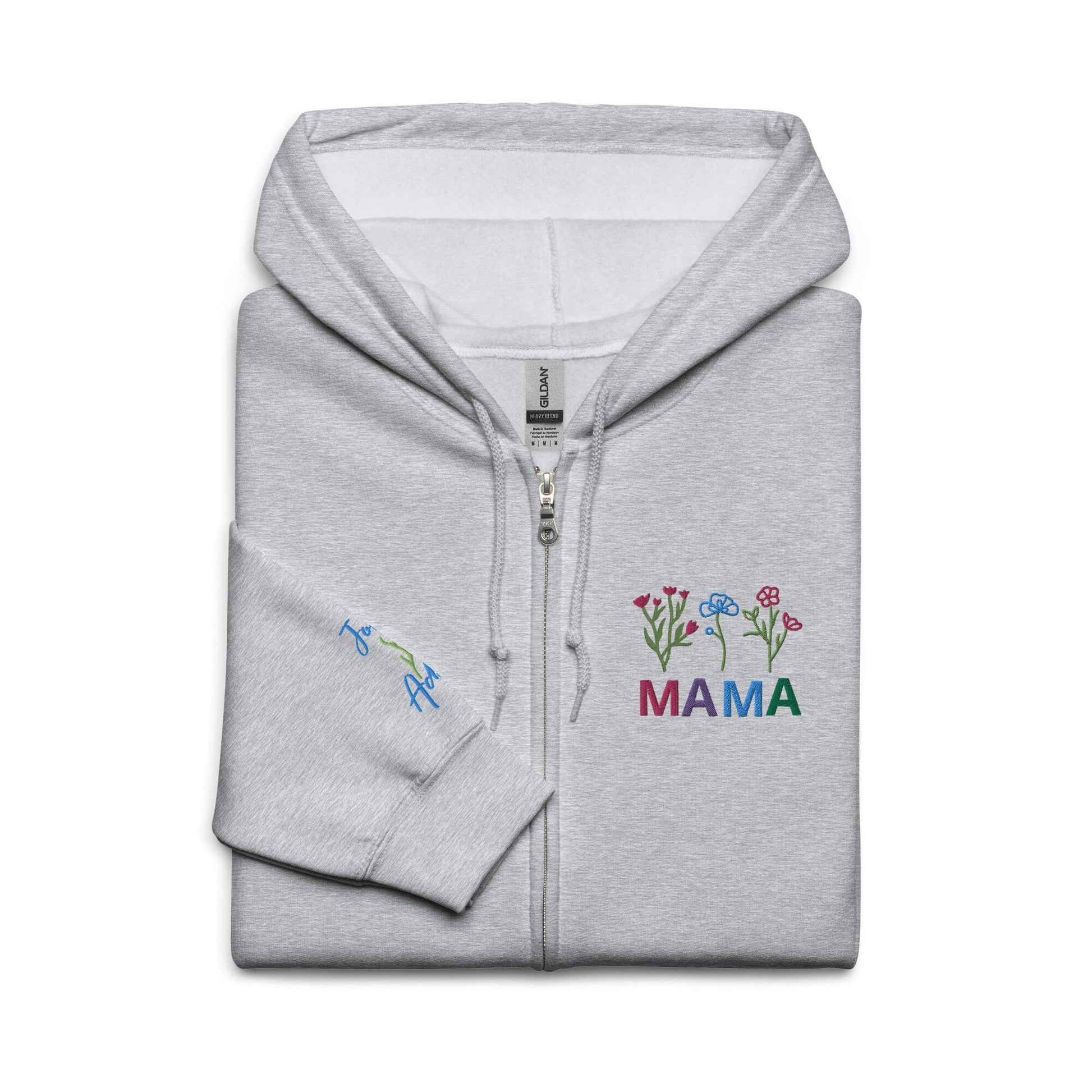 Embroidered Mama Zip Hoodie, Mom Embroidered Sweatshirt, Personalized Mama, Baby Shower Gift, Mama Embroidery, Custom Mama Hoodie mbroidered