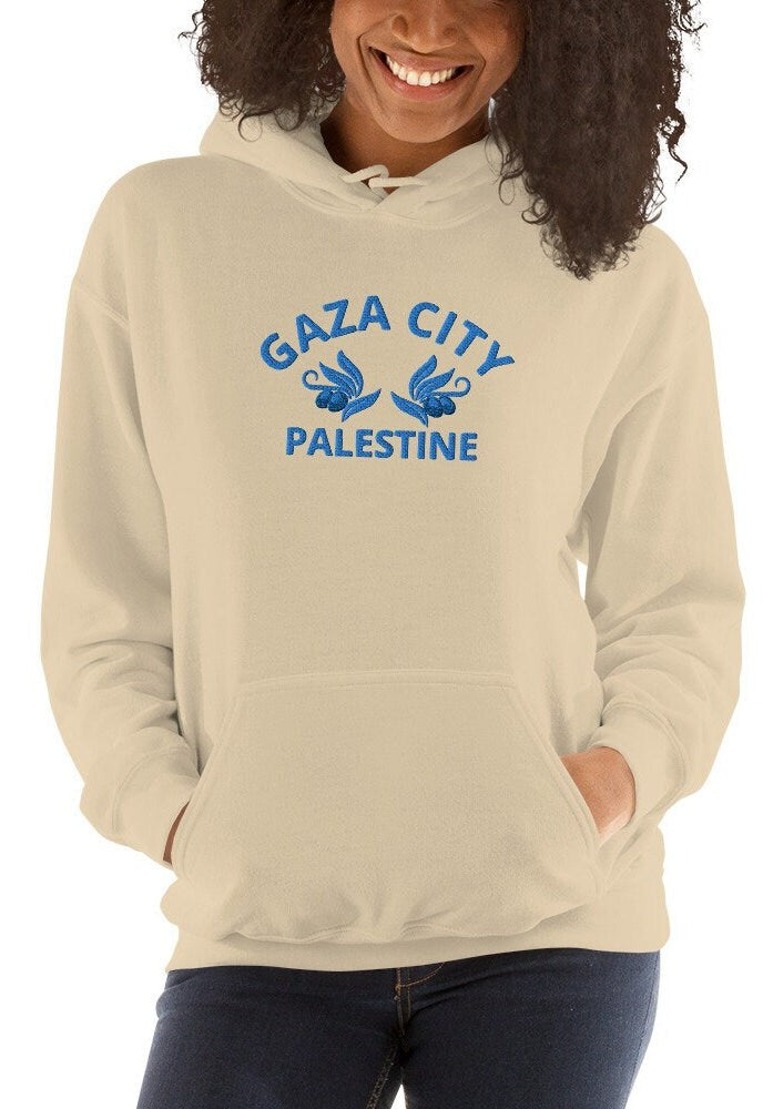 Embroidered Gaza City Hoodie, Palestine Hoodie