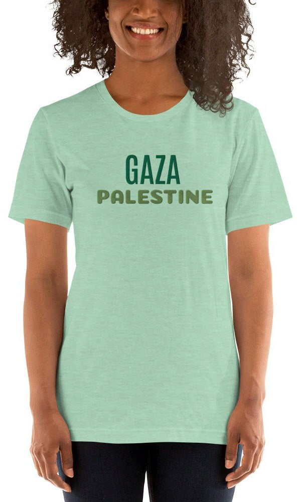 Embroidered Gaza t-shirt, Embroidered Palestine shirt