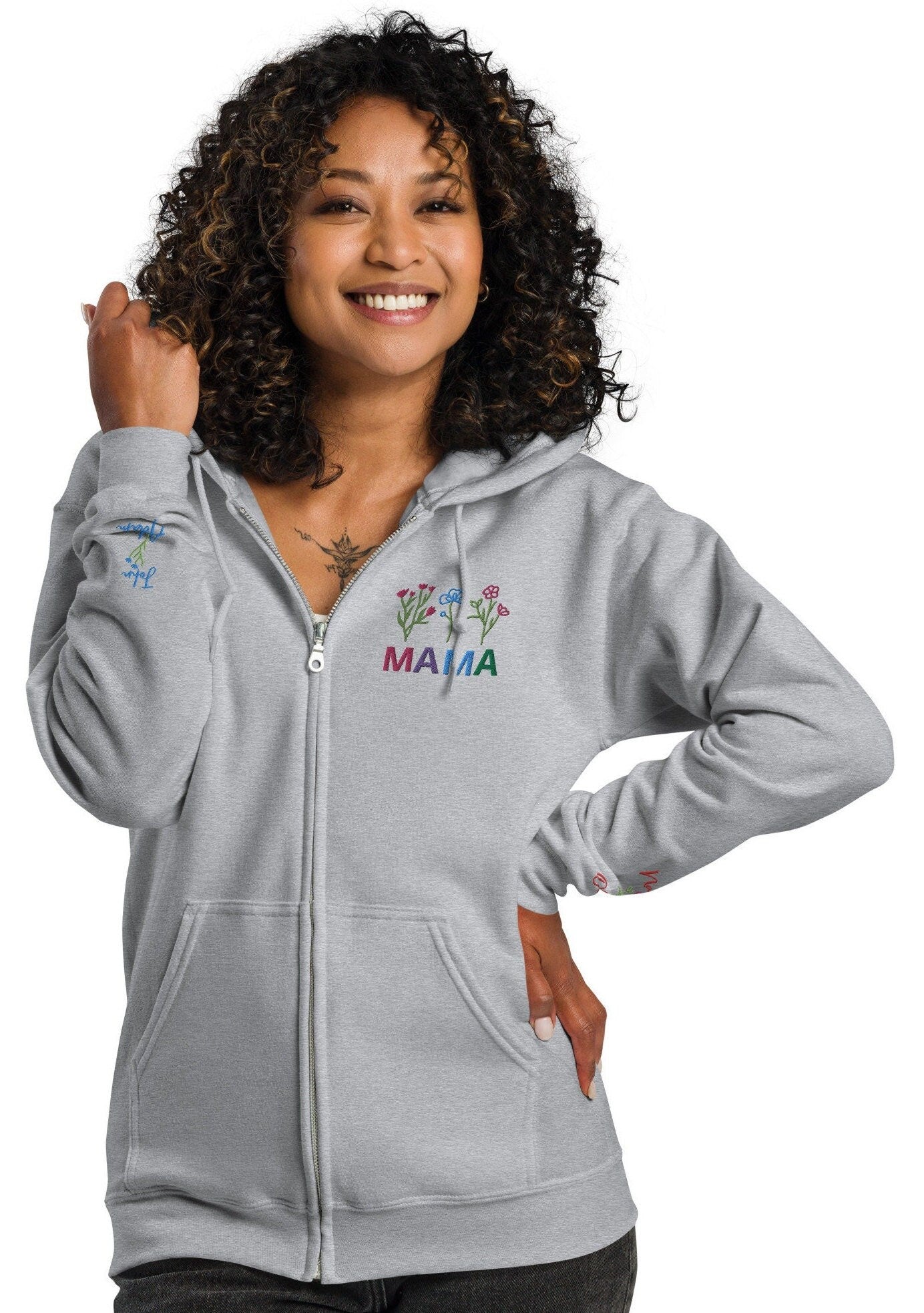 Embroidered Mama Zip Hoodie, Mom Embroidered Sweatshirt, Personalized Mama, Baby Shower Gift, Mama Embroidery, Custom Mama Hoodie mbroidered