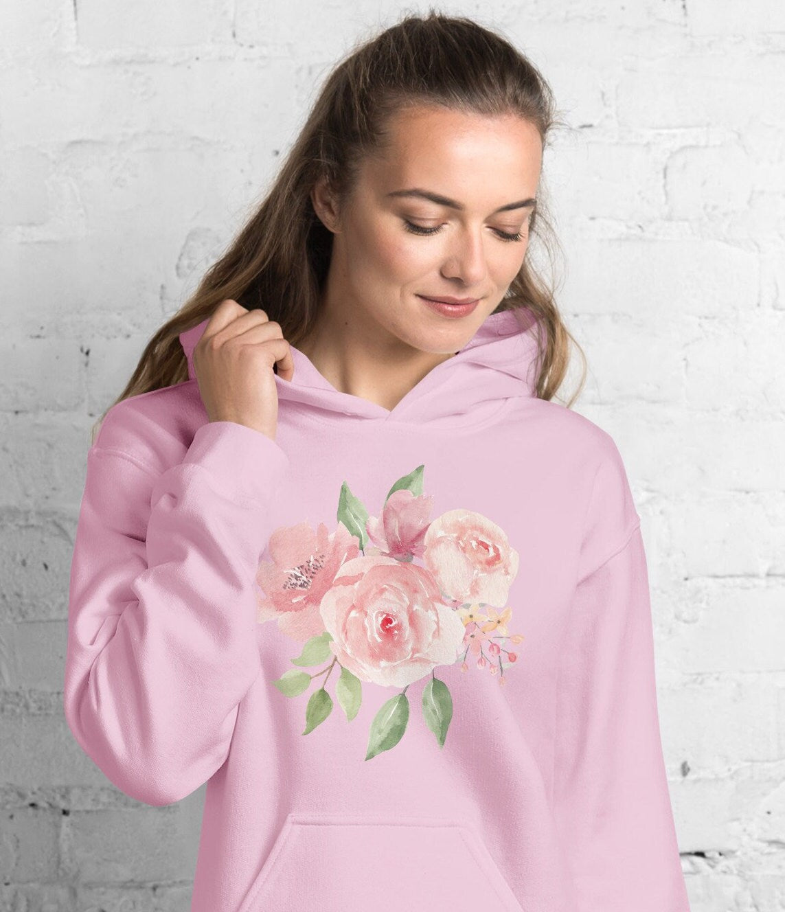 Pink Flower Sweater, Pink Roses Hoodie