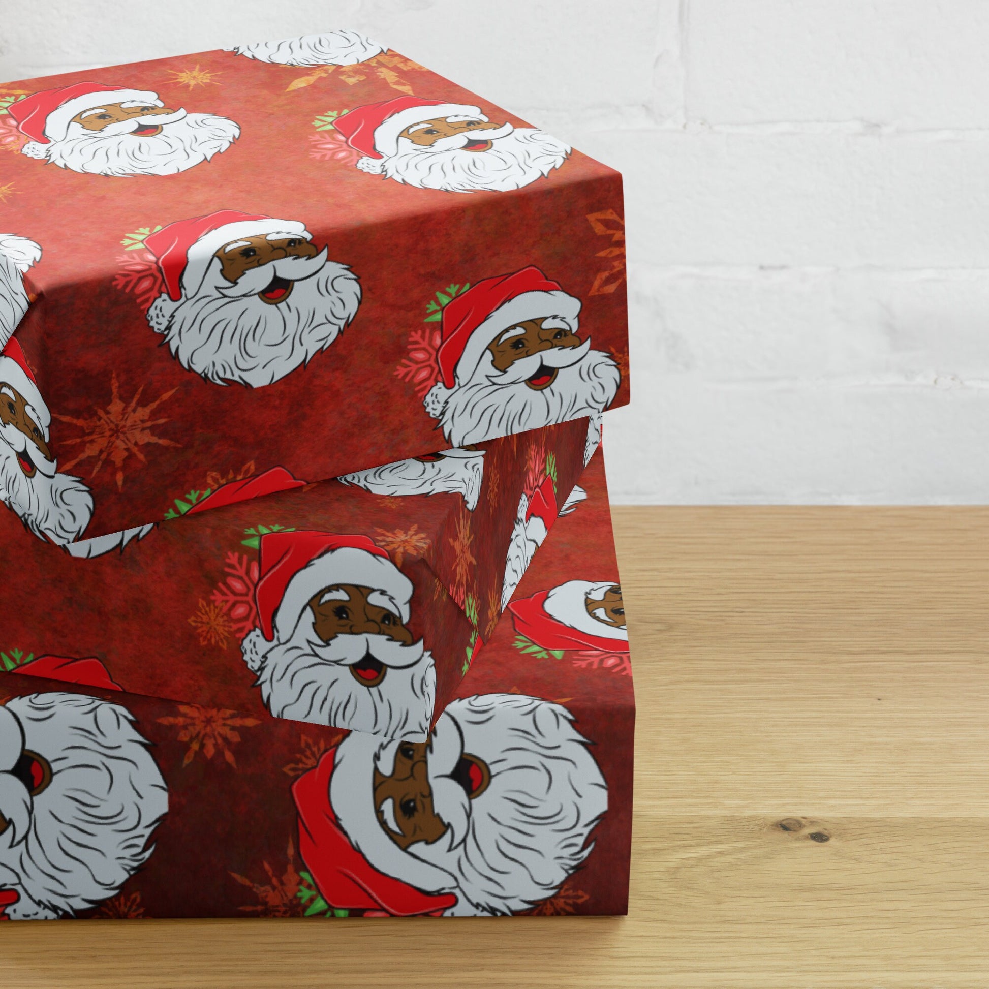 Black Santa Wrapping Paper Sheets, African Santa Gift Wrapping Sheet