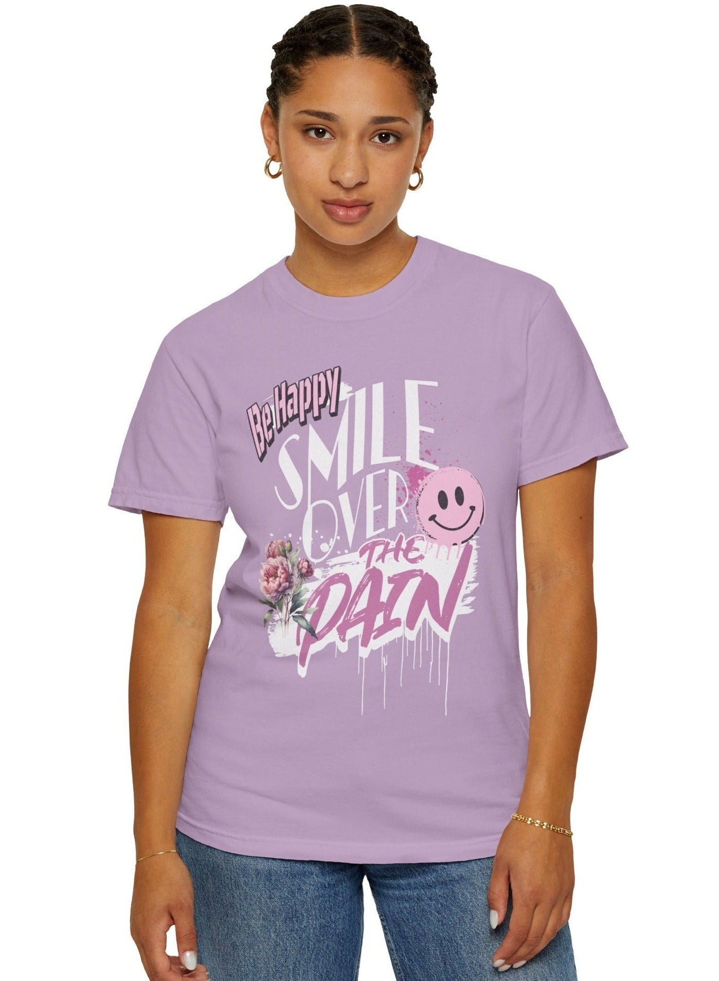 Comfort Colors Positive T-shirt With Smiley Face