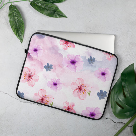 Watercolor pink flowers Laptop Sleeve