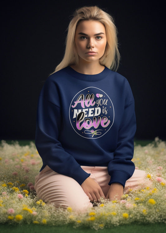 Comfort Colors All You Need is Love Valentine Comfort Colors Sweatshirt, Quote Valentine Sweater