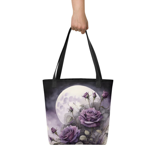 Dark Floral Purple Roses Tote bag