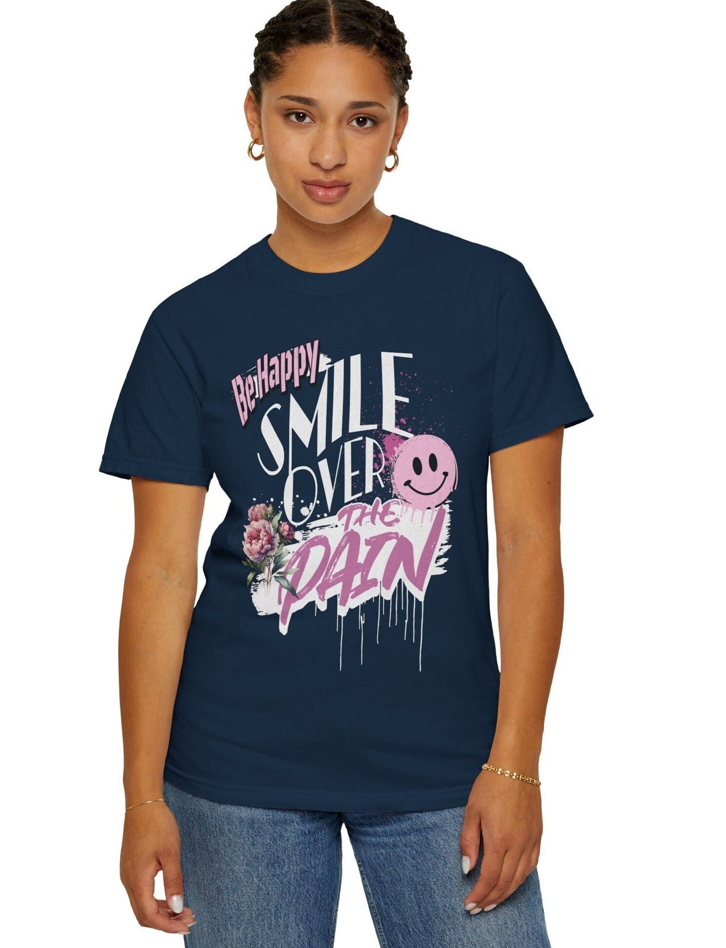 Comfort Colors Positive T-shirt With Smiley Face
