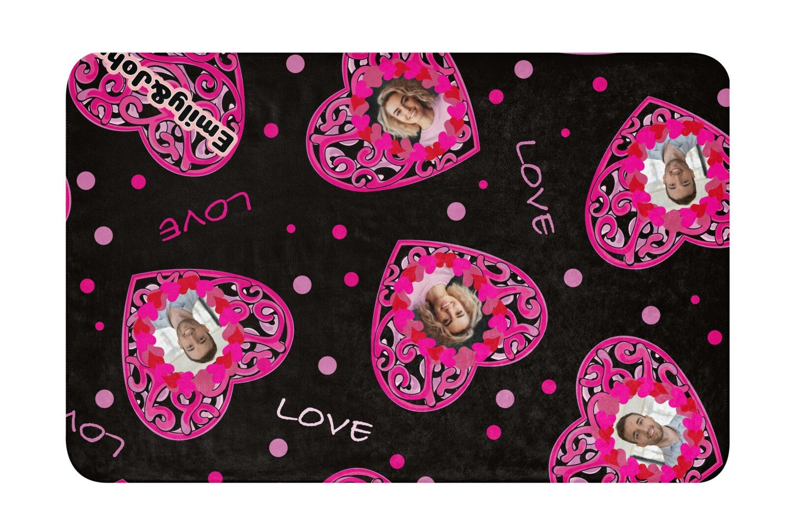 Personalized Name and Picture Valentine Sherpa blanket