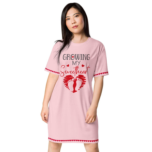 Pink Valentine Pregnancy Tshirt dress, Pregnancy announce, Valentines Maternity T-shirt dress